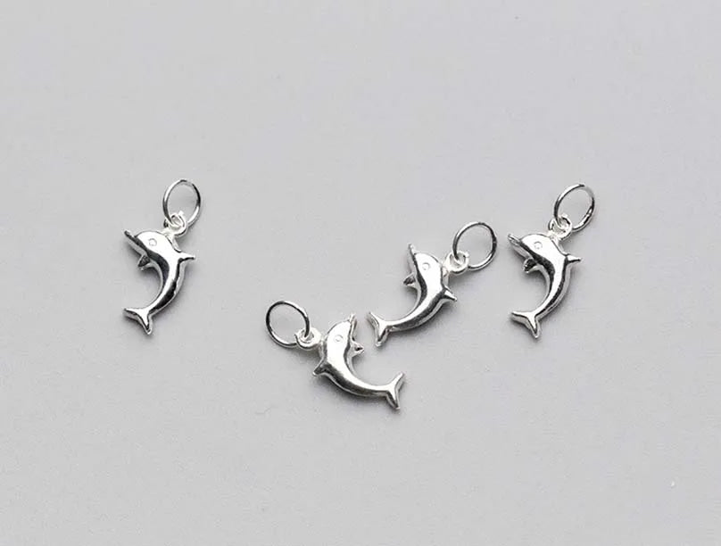 925 Sterling Silver Cute Dolphin Charms 13x7.5mm Handmade Women Jewelry Pendant Accessories DIY Dangle Earring Necklace Gift