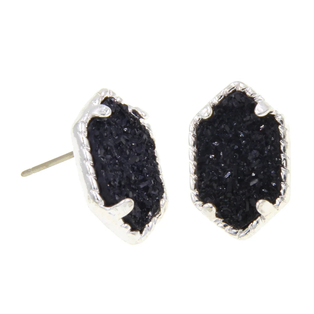 Iridescent Druzy Drusy Stud Earrings Stunning Chic Handmade Statement Mini Jewelry