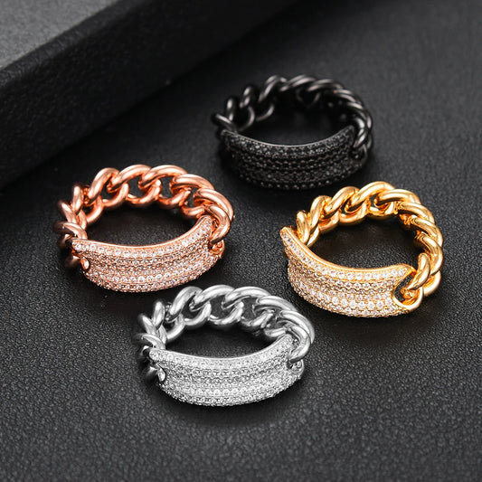 Trendy Punk Stacks Rings for Women Delicate Link Chain Rings Beads Charm Ring Bohemian Beach Jewelry 2019