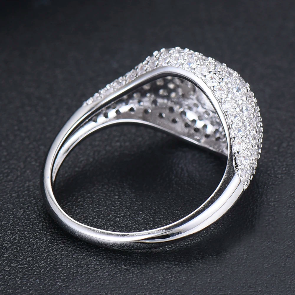 Spring Collection Luxury Stackable Chic Rings For Women Wedding Cubic Zircon Engagement Dubai Bridal Statement Finger Ring