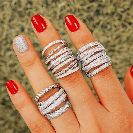 Luxury Twist Stacks Stackable Rings For Women Wedding Cubic Zircon Engagement Dubai Naija Bridal Finger Ring