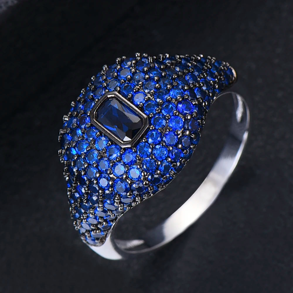 Spring Collection Luxury Stackable Chic Rings For Women Wedding Cubic Zircon Engagement Dubai Bridal Statement Finger Ring
