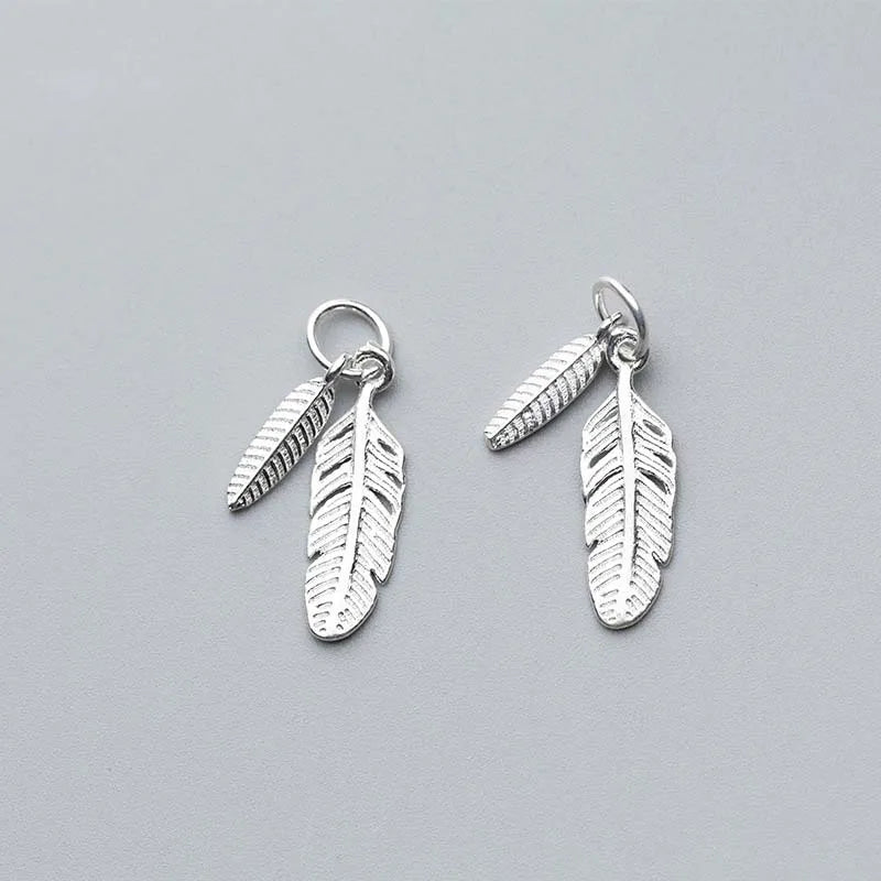 Fashion Classic Feather Design Charms 925 Sterling Silver Men Women Jewelry Accessories DIY Earrings Necklace Pendant Materials