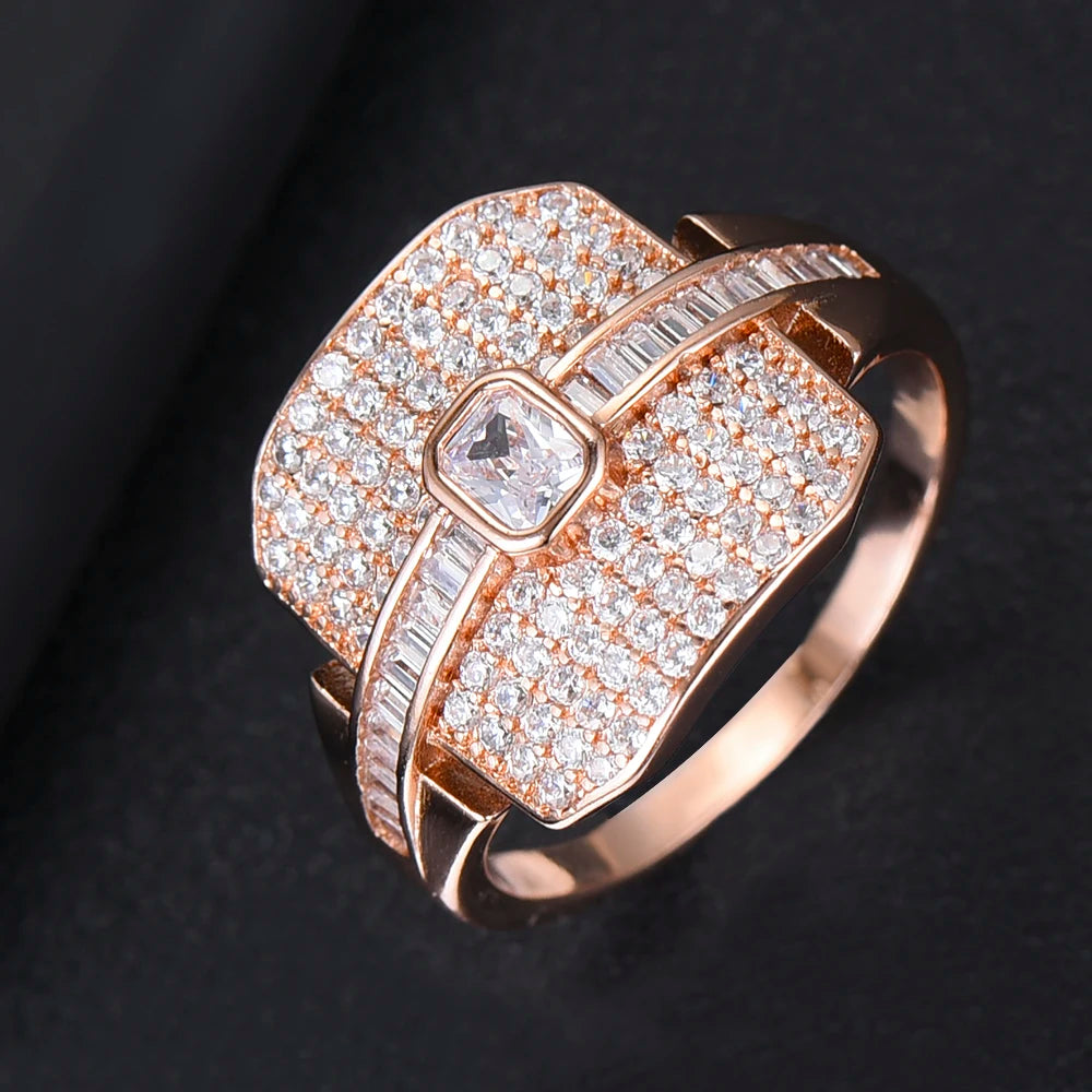 Luxury Stackable Choker Rings For Women Wedding Cubic Zircon Engagement Dubai American Bridal Finger Ring