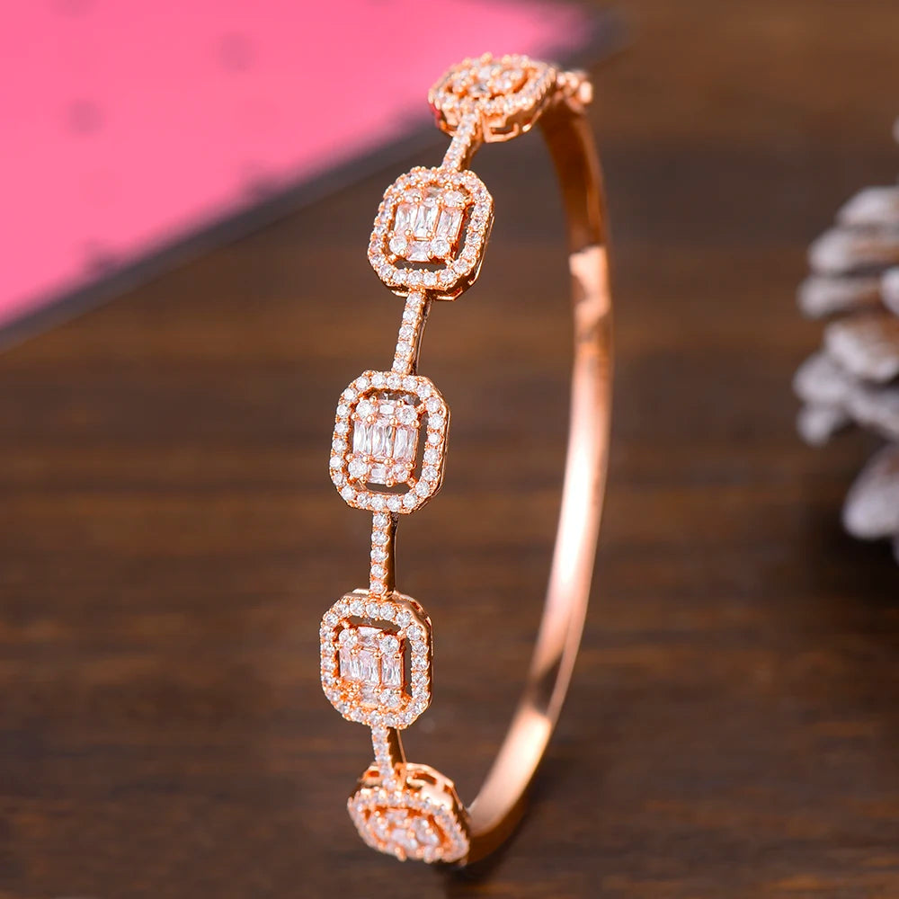 Spring Trendy Luxury Stackable Statement Bangle For Women Wedding Full Cubic Zircon Crystal CZ Dubai Bracelets 2019