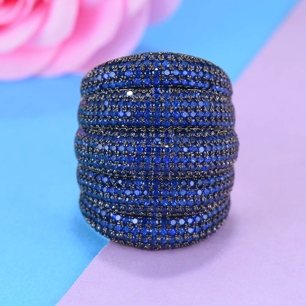 Luxury Wide Stackable Geometry Cubic Zironia Rings For Women Wedding Engagement Dubai Bridal Finger Ring Jewelry Addiction