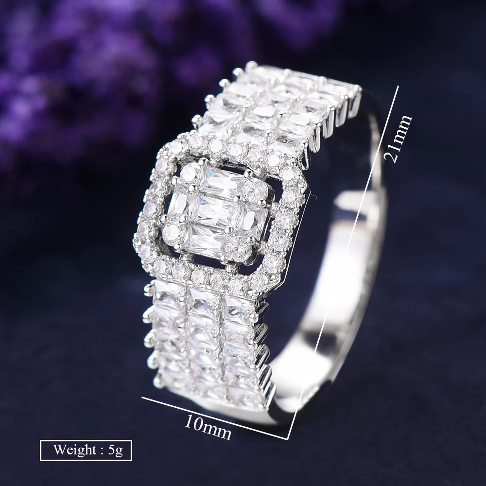 Luxury Statement Stackable Ring For Women Wedding Cubic Zircon Engagement Dubai Punk Bridal Two Finger Rings