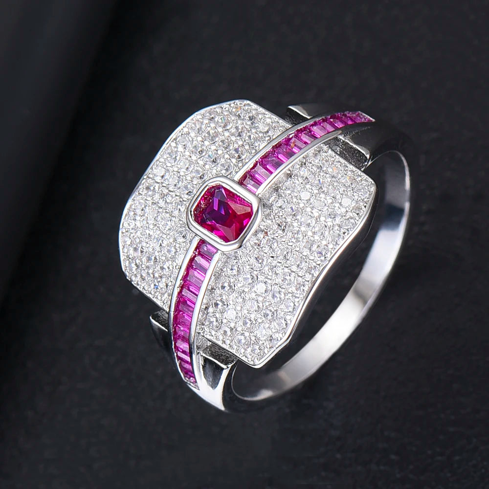 Luxury Stackable Choker Rings For Women Wedding Cubic Zircon Engagement Dubai American Bridal Finger Ring