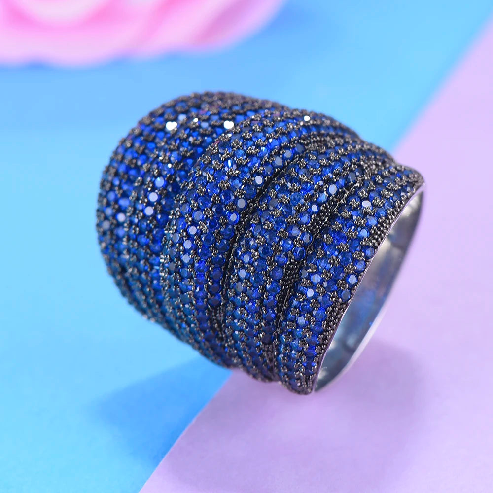 Luxury Wide Stackable Geometry Cubic Zironia Rings For Women Wedding Engagement Dubai Bridal Finger Ring Jewelry Addiction
