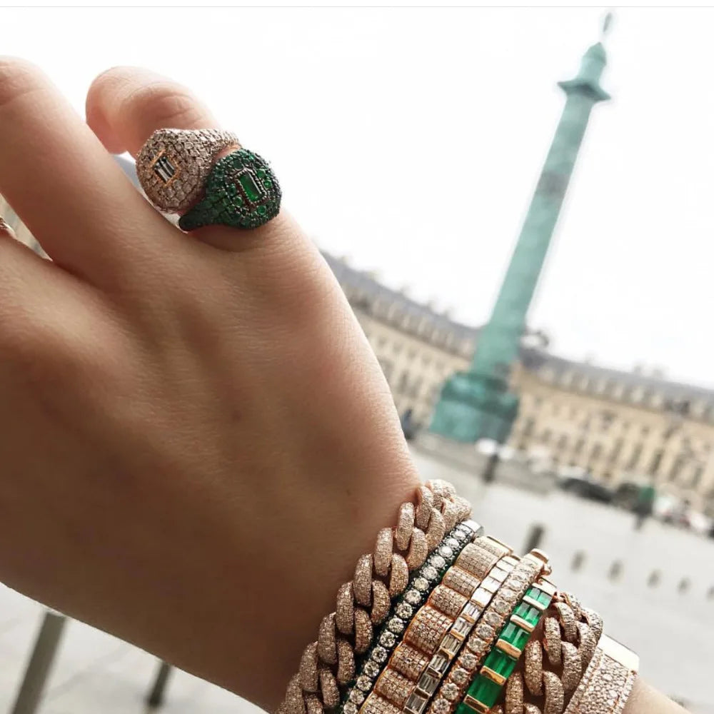 Spring Collection Luxury Stackable Chic Rings For Women Wedding Cubic Zircon Engagement Dubai Bridal Statement Finger Ring
