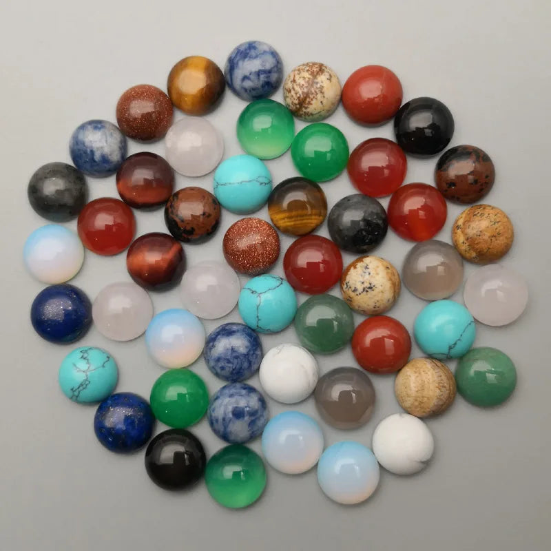 natural stone round cabochon beads for Jewelry making 6MM 8MM 10MM 12MM 50-200PCS  mixed Ring Accessories wholesale no hole