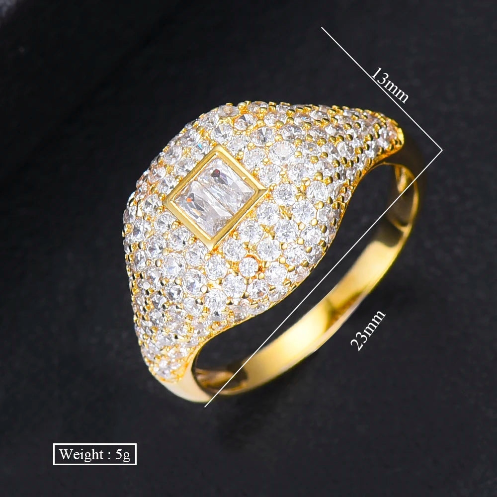 Spring Collection Luxury Stackable Chic Rings For Women Wedding Cubic Zircon Engagement Dubai Bridal Statement Finger Ring