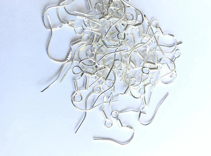 100pcs/lot Earrings Carven 925 Silver color Copper Ear Wires Earrings Hook for DIY Jewelry Earrings Making Supplies Accessor