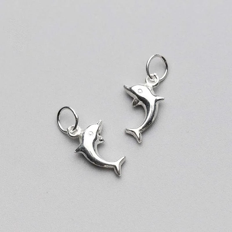 925 Sterling Silver Cute Dolphin Charms 13x7.5mm Handmade Women Jewelry Pendant Accessories DIY Dangle Earring Necklace Gift