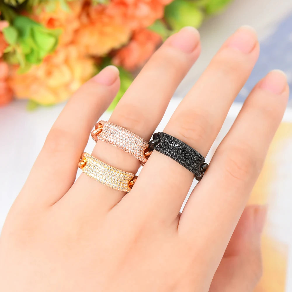 Trendy Punk Stacks Rings for Women Delicate Link Chain Rings Beads Charm Ring Bohemian Beach Jewelry 2019