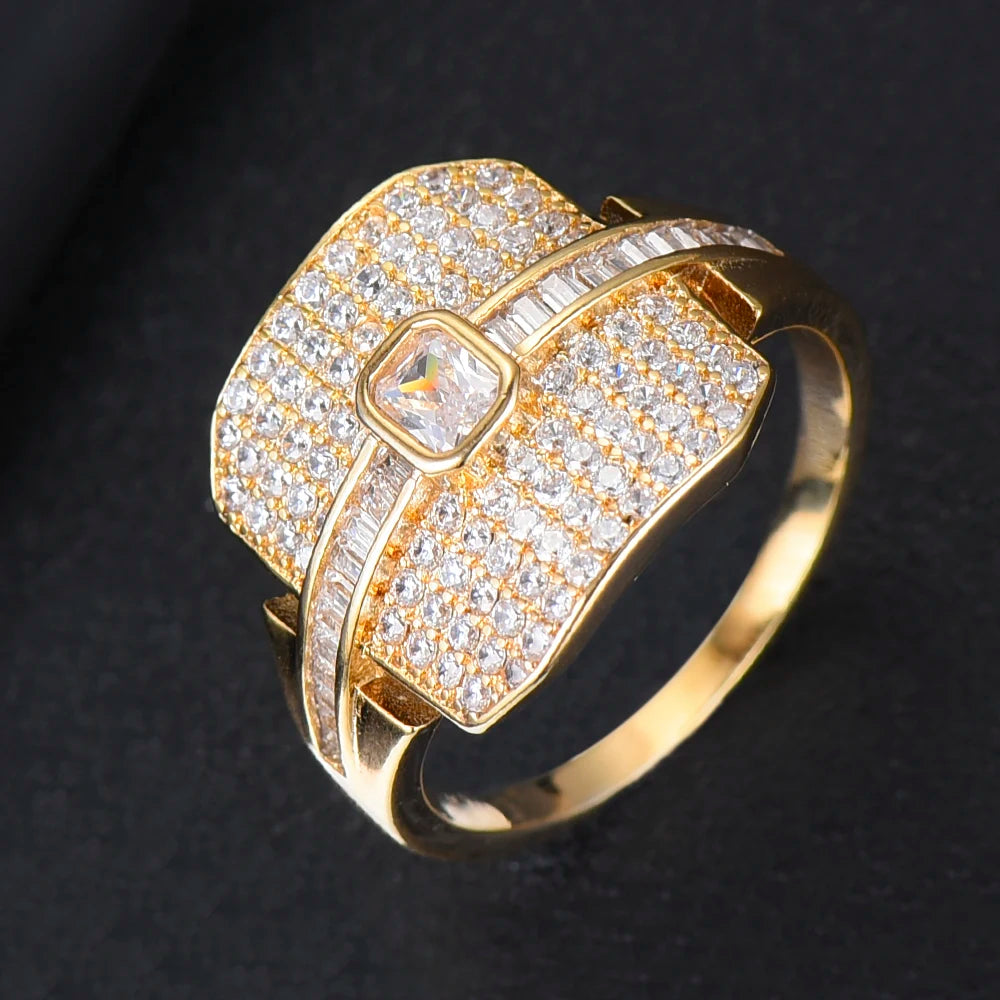 Luxury Stackable Choker Rings For Women Wedding Cubic Zircon Engagement Dubai American Bridal Finger Ring