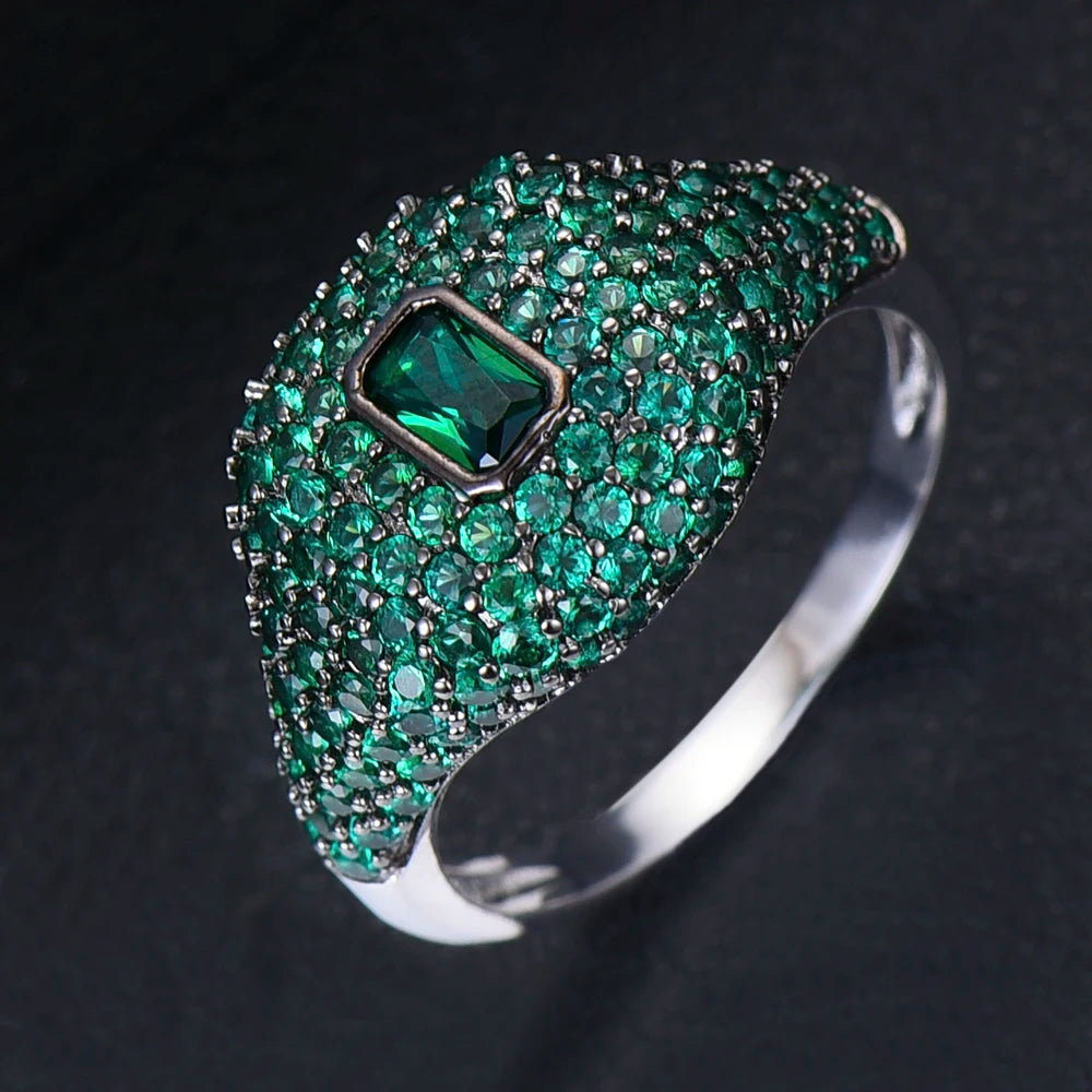 Spring Collection Luxury Stackable Chic Rings For Women Wedding Cubic Zircon Engagement Dubai Bridal Statement Finger Ring