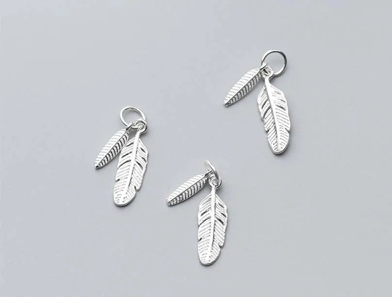 Fashion Classic Feather Design Charms 925 Sterling Silver Men Women Jewelry Accessories DIY Earrings Necklace Pendant Materials