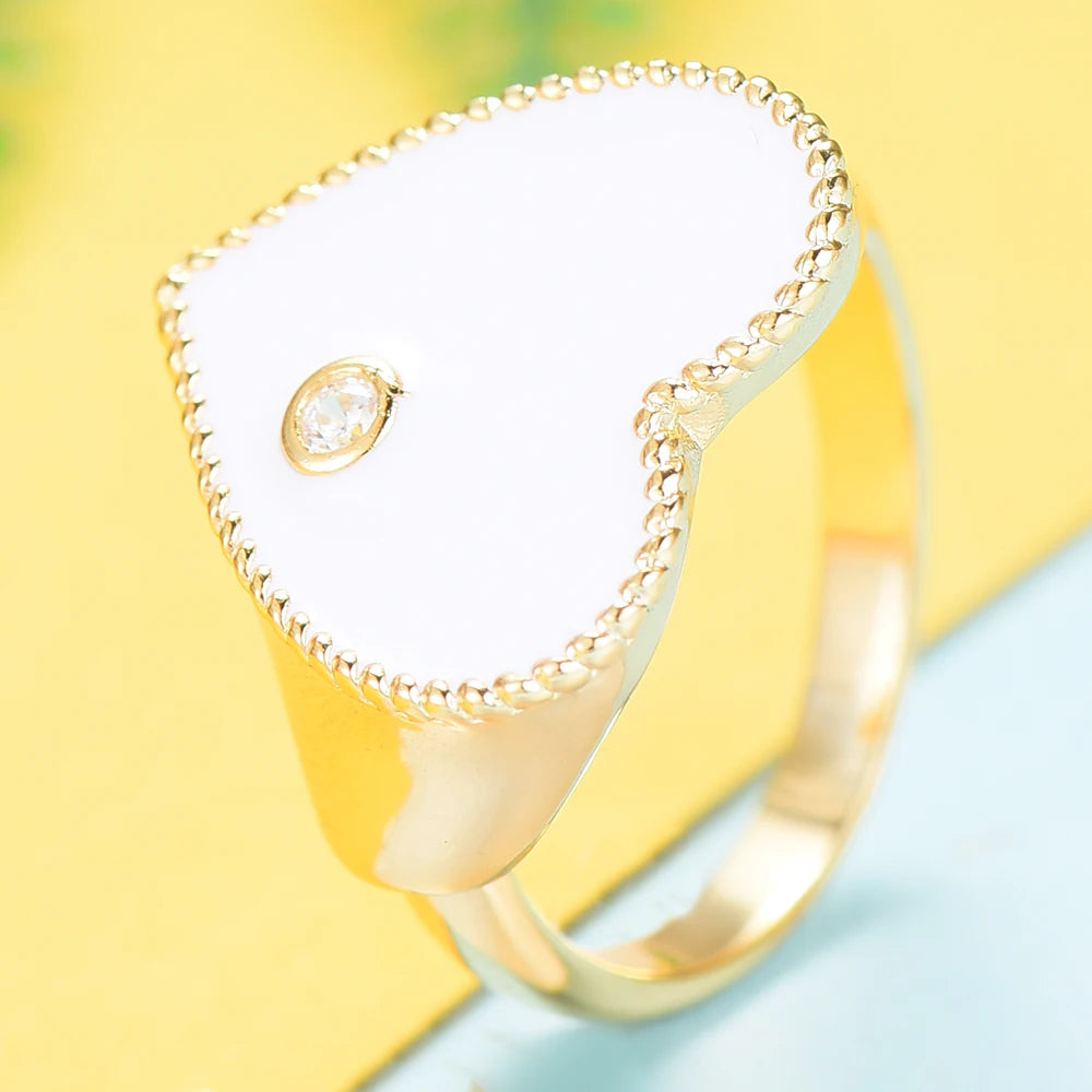 Trendy Heart Ring Luxury Flower Wheel CZ Cubic Zircon CZ Ring for Women Bridal Engagement Wedding Dubai Finger Rings