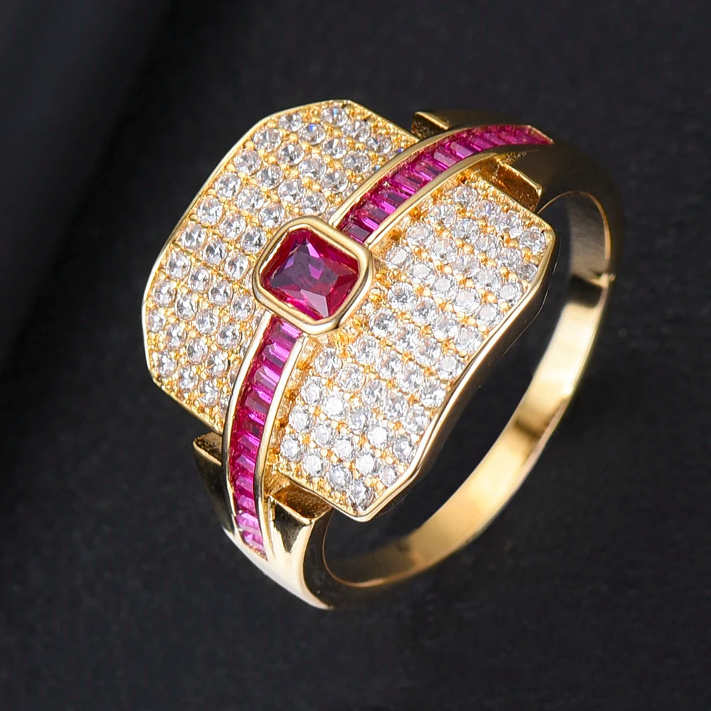 Luxury Stackable Choker Rings For Women Wedding Cubic Zircon Engagement Dubai American Bridal Finger Ring