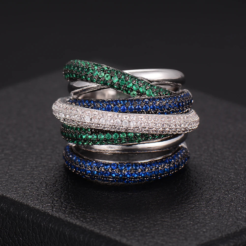 Luxury Twist Lines Geometry Cubic Zironium Engagement Dubai Naija Bridal Finger Rings Jewelry Addiction