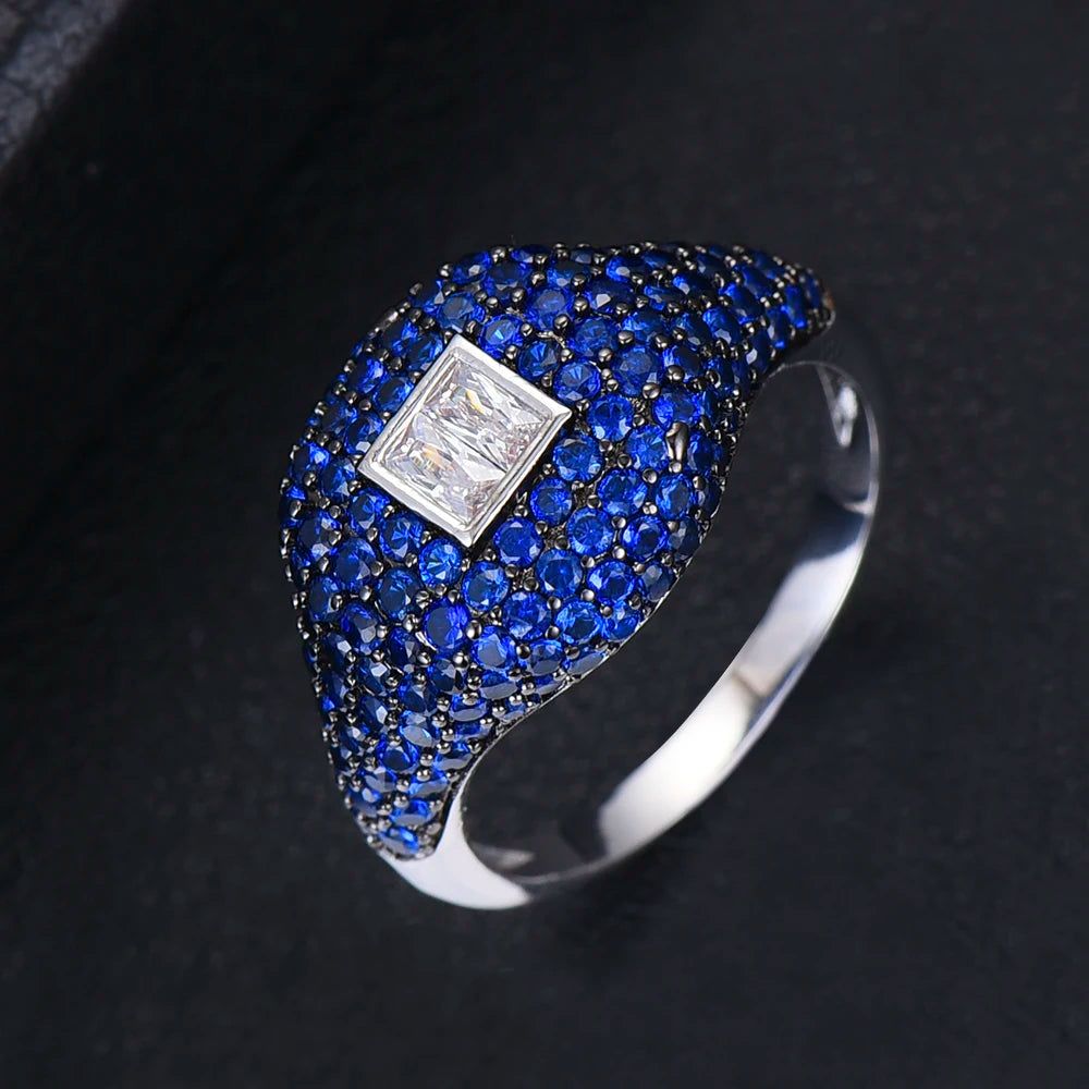 Spring Collection Luxury Stackable Chic Rings For Women Wedding Cubic Zircon Engagement Dubai Bridal Statement Finger Ring