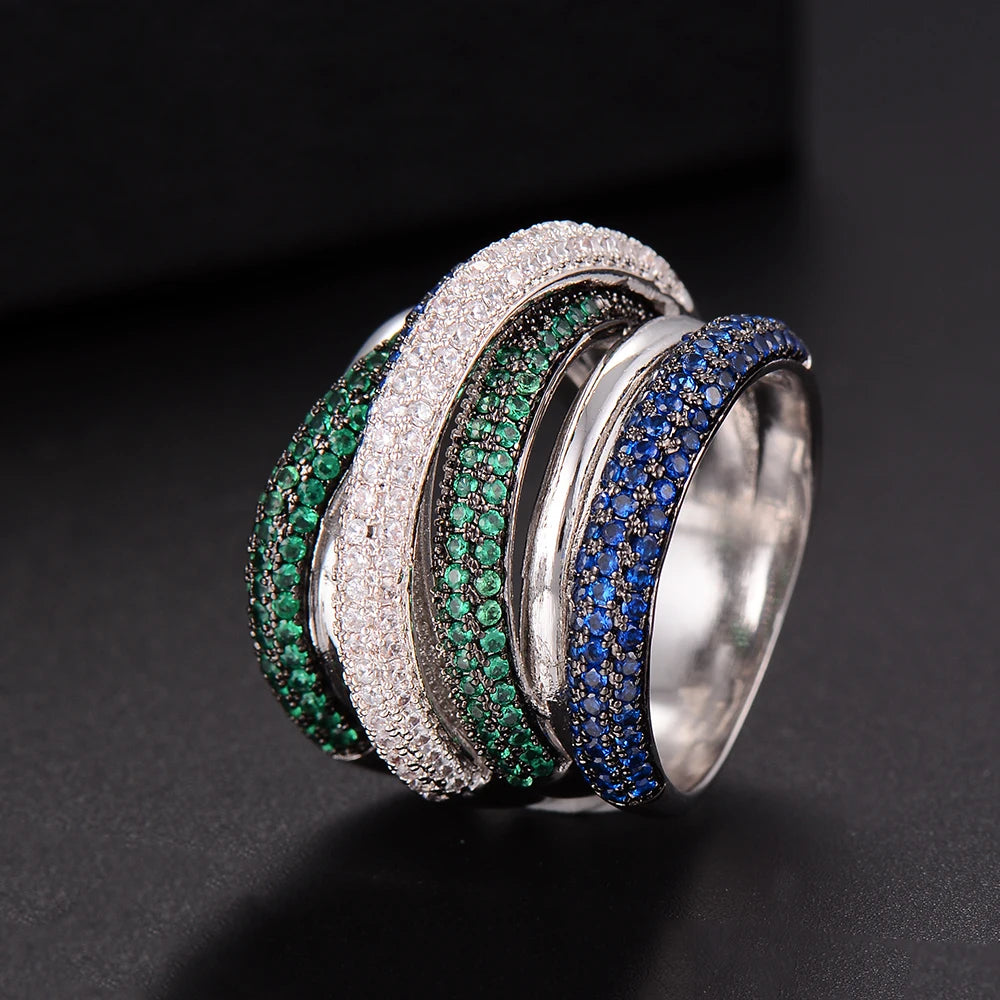 Luxury Twist Lines Geometry Cubic Zironium Engagement Dubai Naija Bridal Finger Rings Jewelry Addiction