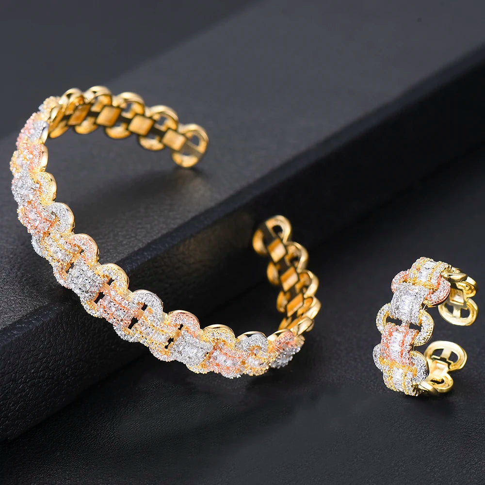 Trendy Luxury Stackable Bangle For Women Wedding Full AAA Cubic Zircon Crystal CZ Dubai Bridal Bracelet Party Jewelry 2020