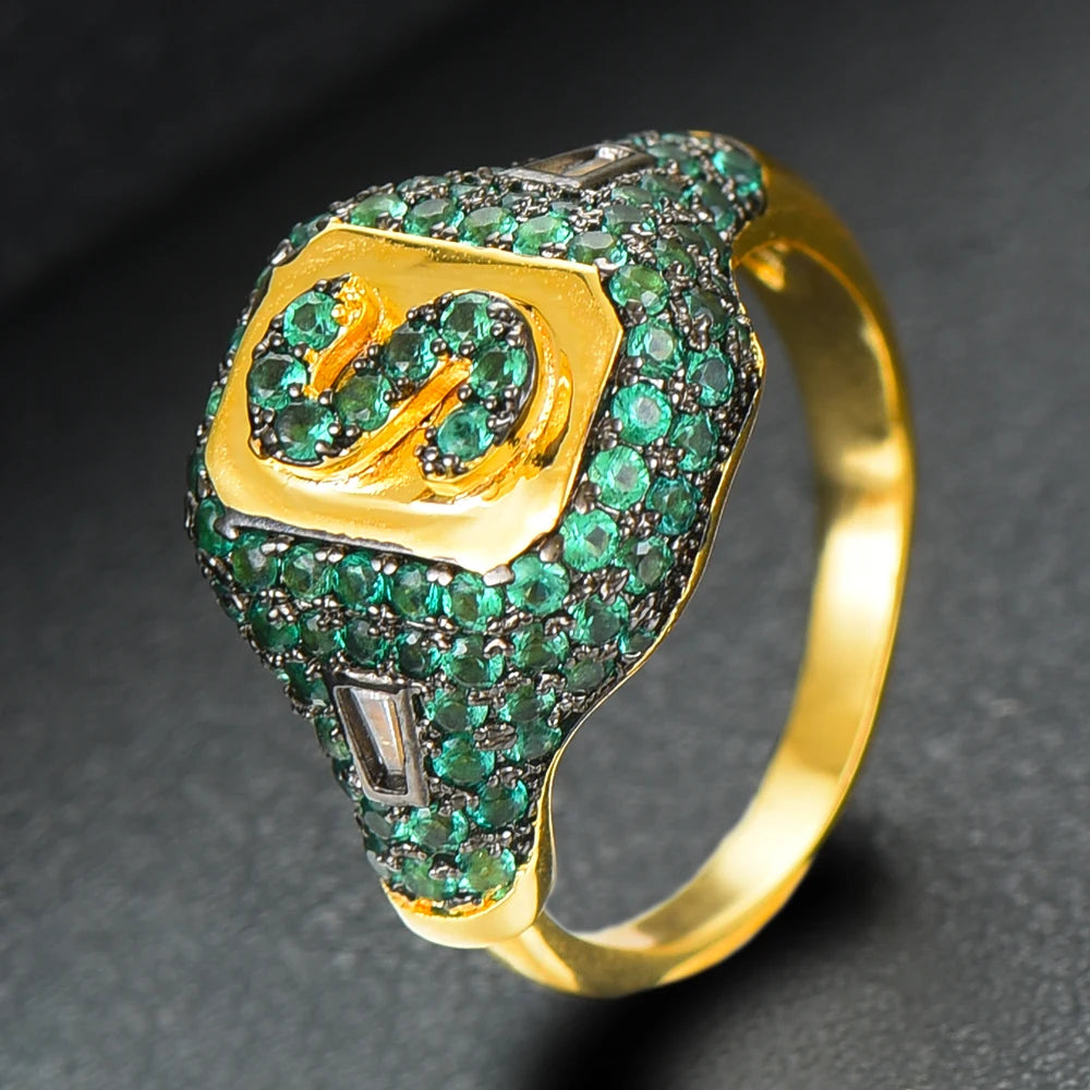 Luxury Initial Rings Geometry Cubic Zironium Engagement Dubai Naija Bridal Finger Rings Jewelry Addiction