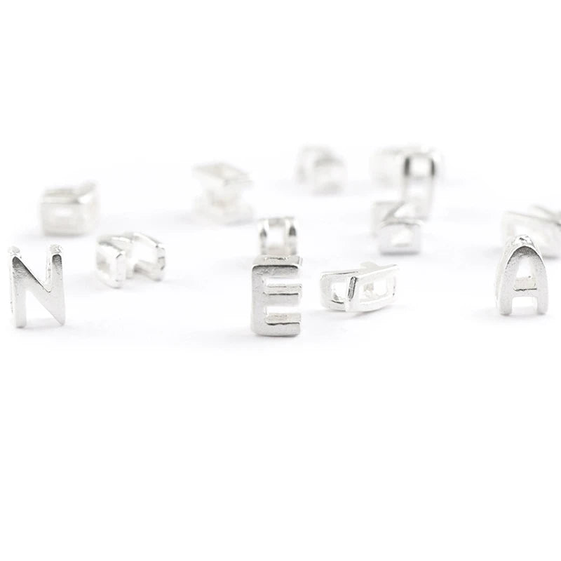 925 Sterling Silver Letter Beads Silver Charms A-Z DIY Loose Beads Initial Alphabe Letter Beads Fit Women Bracelet Making
