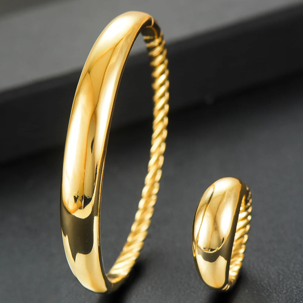 Trendy Luxury Stackable Bangle Cuff For Women Wedding Full Cubic Zircon Crystal CZ Dubai Silver Color Party Bracelet 2023