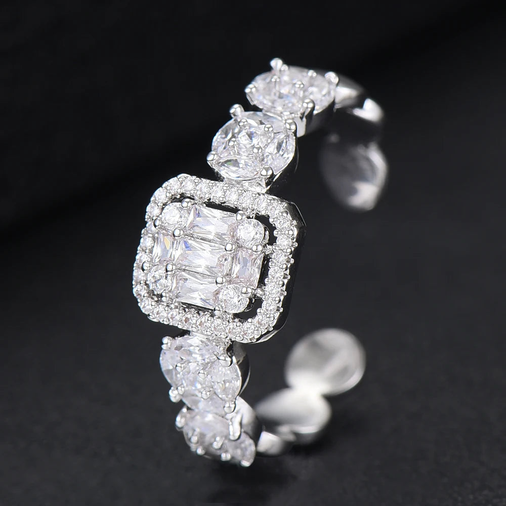 Luxury Stackable Cuff Bangles For Women Wedding Full AAA Cubic Zircon Crystal CZ Dubai Bridal Bracelets Party Jewelry 2022