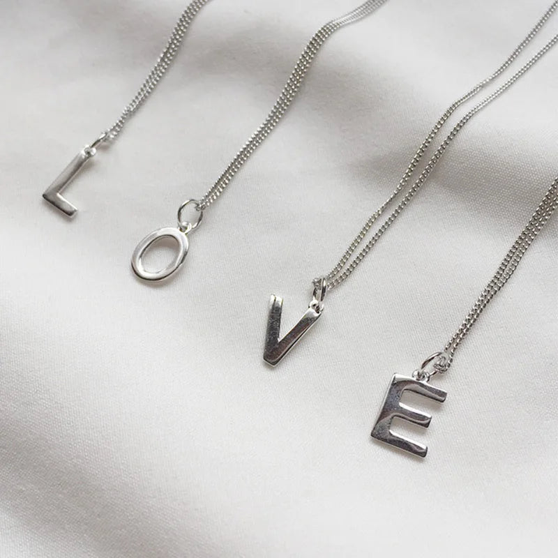 Trustdavis Genuine 925 Sterling Silver Fashion Sweet 26 Letters Pendant For Women Girls Wish Fine DIY Accessories Jewelry DS837
