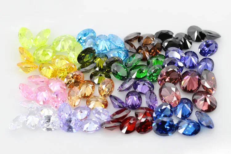 Cubic Zirconia Stone Multicolor Oval Shape Brilliant Cut Loose CZ Stones Synthetic Gems Beads For Jewelry 2x3~13x18mm AAAAA