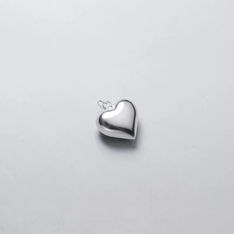 Real 925 Sterling Silver 3D Love Romantic Heart 4 6 8 13 15mm Charm Pendant Handmade DIY Accessories Wholesale DZ20