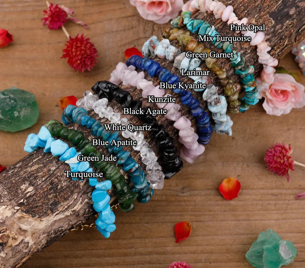 Mineral Stone Gold Chains Bracelet,Reiki Healing Crystal Bracelet,Irregular Chipped Amethysts Citrines Rose Beads Bracelet Women