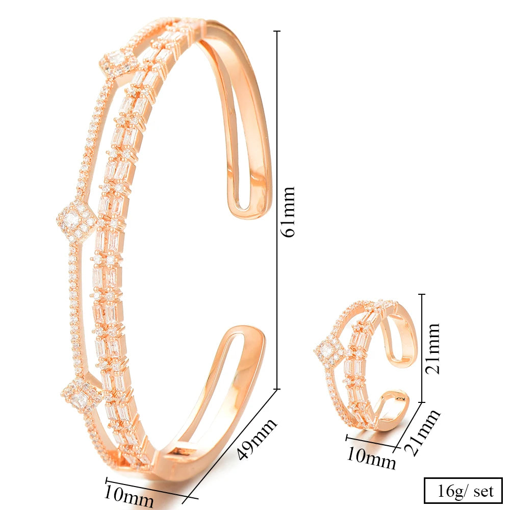 Luxury Stackable Cuff Bangles For Women Wedding Full AAA Cubic Zircon Crystal CZ Dubai Bridal Bracelets Party Jewelry 2022