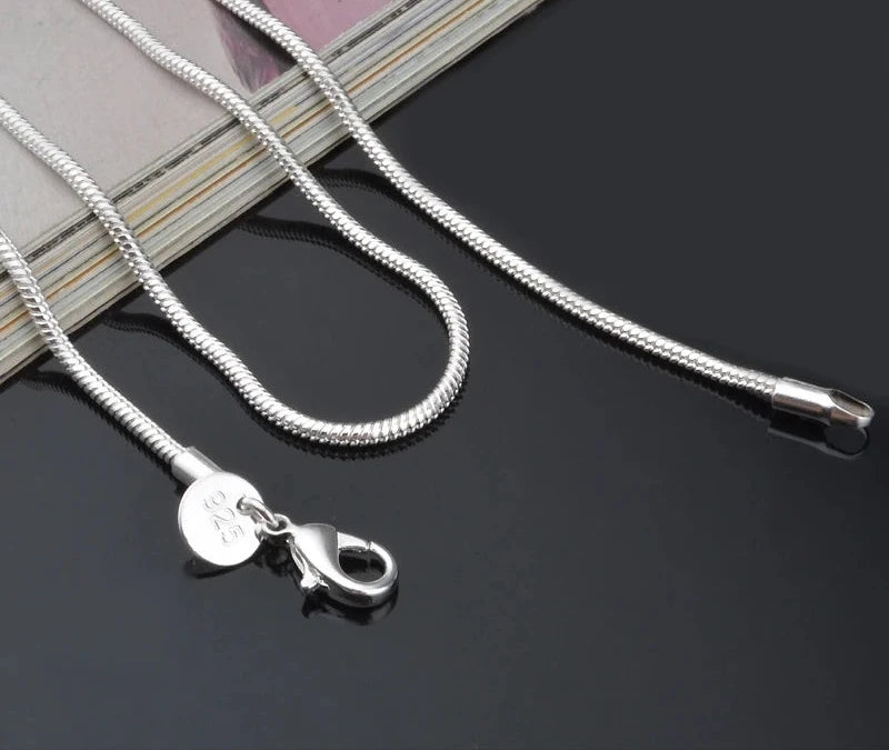 925 Sterling Silver Male Female Link Necklace Chains Hot Sale Snake Collar Jewelry with Lobster Clasps 16-30 Inches