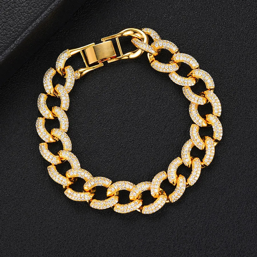 Luxury Chunky Link Bracelet For Women Wedding Full Cubic Zircon Crystal CZ Dubai Bracelet Party Jewelry 2020