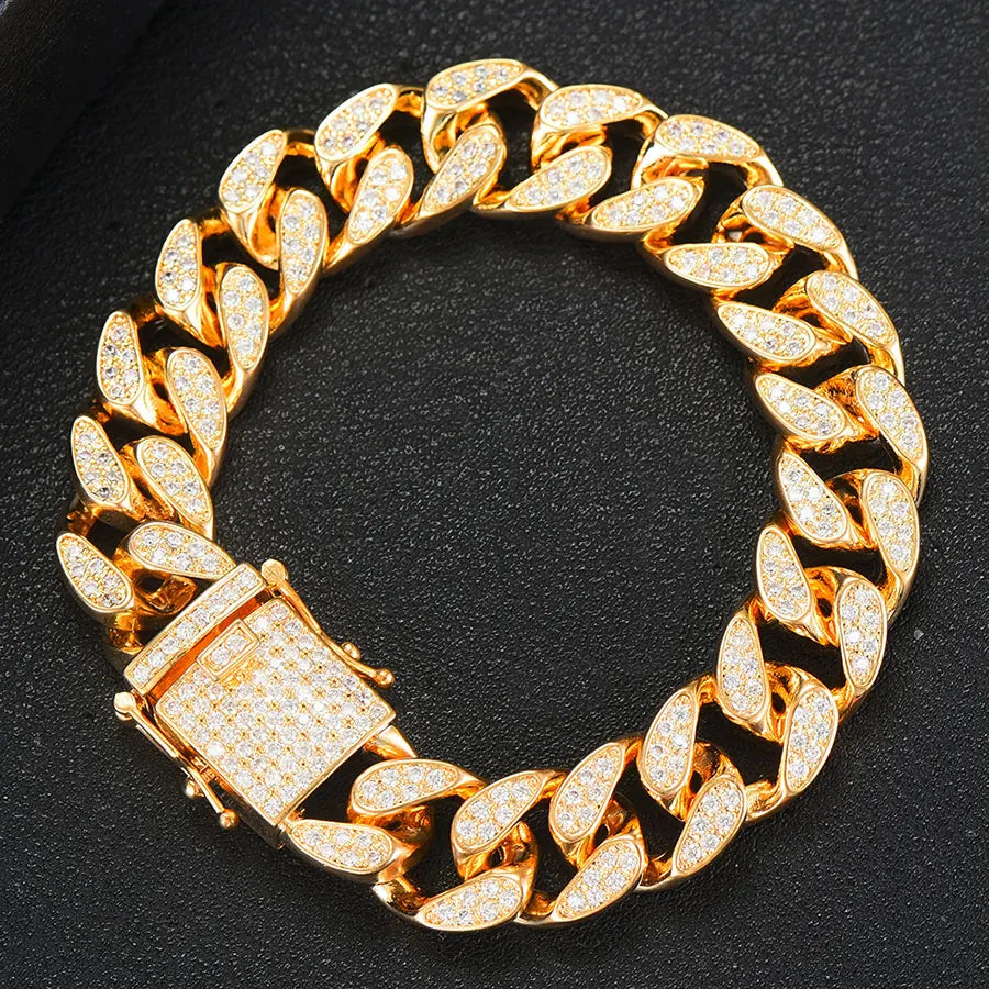 Luxury Chunky Link Bracelet For Women Wedding Full Cubic Zircon Crystal CZ Dubai Bracelet Party Jewelry 2020