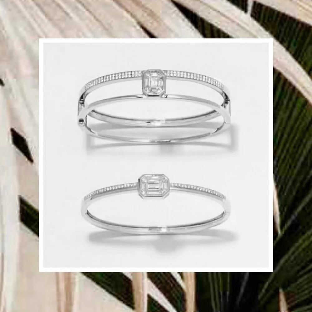 Trendy Geometry Design Stack Bangles For Women Wedding Full Cubic Zircon Crystal CZ Dubai Silver Color Party Bracelet 2020