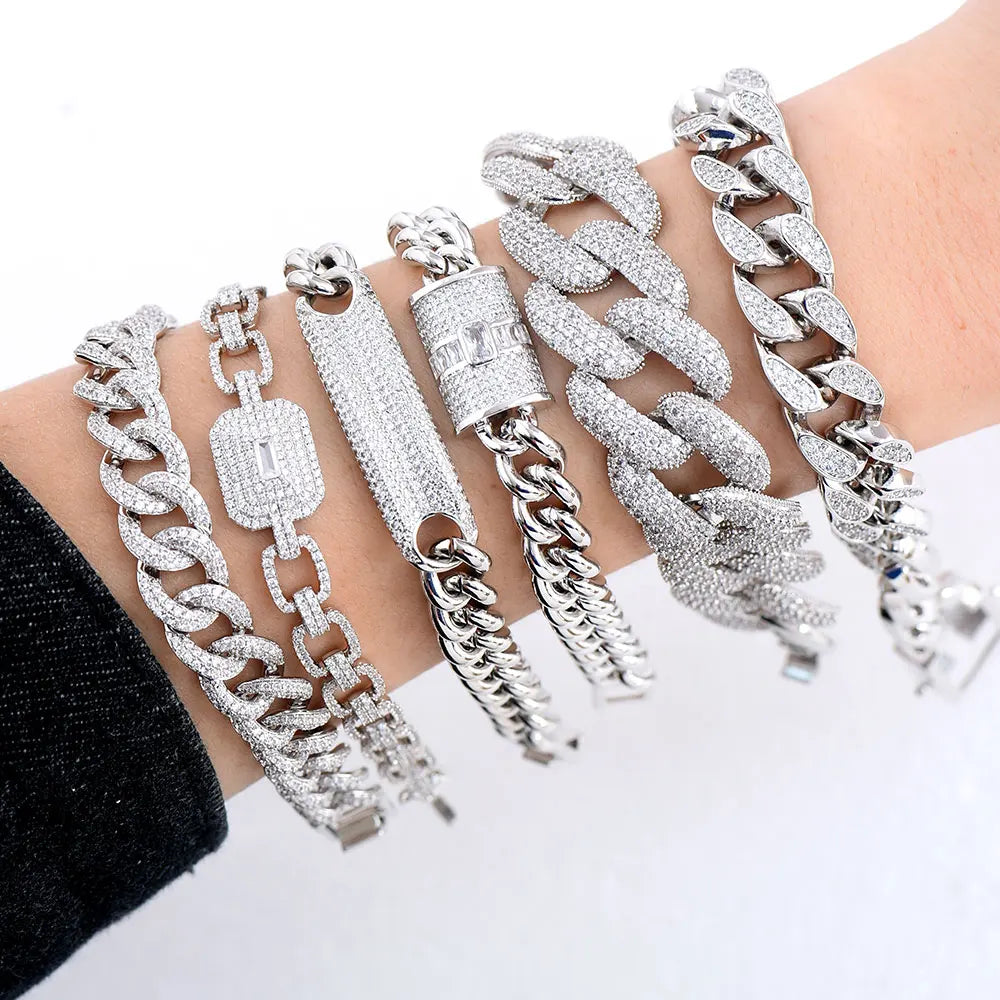 Luxury Chunky Link Bracelet For Women Wedding Full Cubic Zircon Crystal CZ Dubai Bracelet Party Jewelry 2020