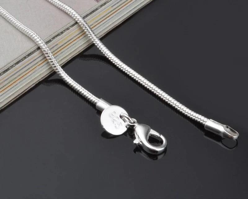 925 Sterling Silver Male Female Link Necklace Chains Hot Sale Snake Collar Jewelry with Lobster Clasps 16-30 Inches