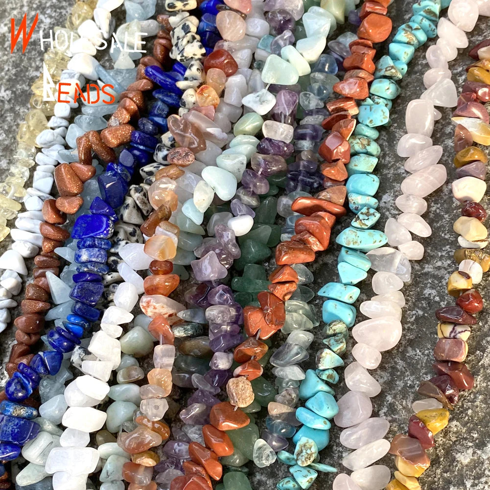 Irregular Natural Chip Beads 3mm-5mm-8mm Amethysts Lapis Lazuli Quartz Stone Beads for Jewelry Making DIY Bracelet Necklace 16"