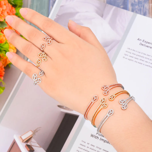 Luxury Stackable Cuff Bangles For Women Wedding Full AAA Cubic Zircon Crystal CZ Dubai Bridal Bracelets Party Jewelry 2022