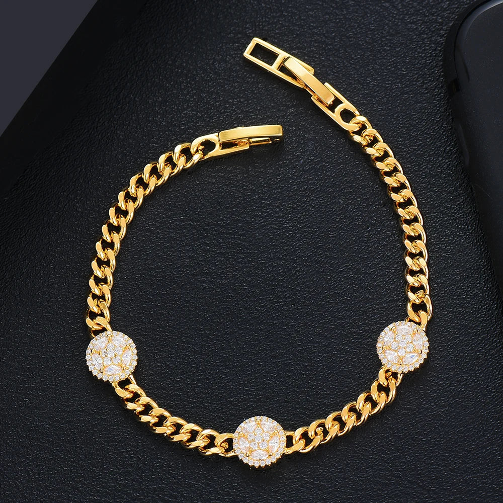 New HIPHOP Iced out Cuban Links STACK BRACELET Jewelry For Women Wedding Party Cubic Zircon aretes de mujer modernos 2021