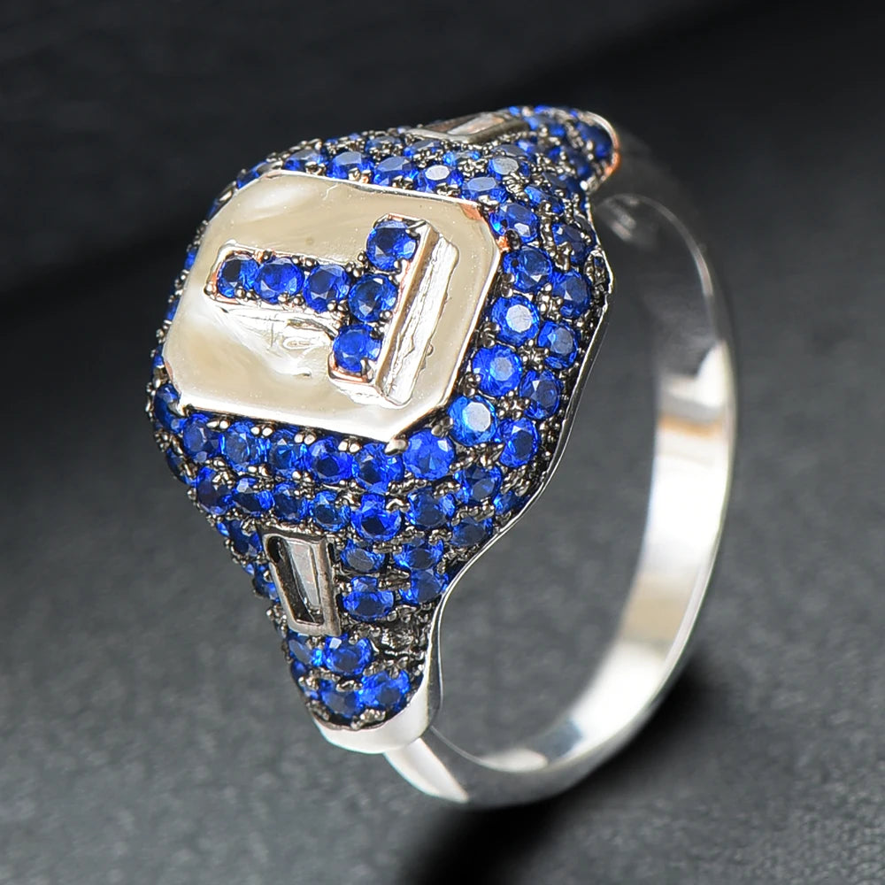 Luxury Initial Rings Geometry Cubic Zironium Engagement Dubai Naija Bridal Finger Rings Jewelry Addiction