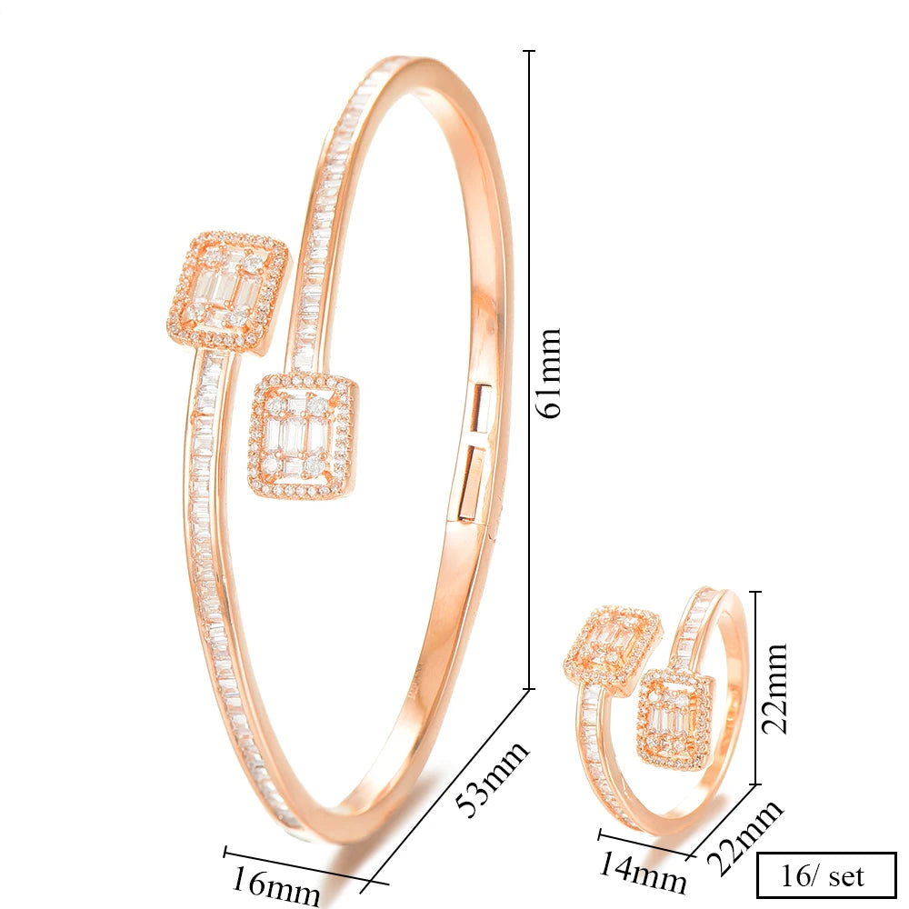 Luxury Stackable Cuff Bangles For Women Wedding Full AAA Cubic Zircon Crystal CZ Dubai Bridal Bracelets Party Jewelry 2022