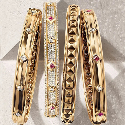 Big Fashion Luxury Bold Bangle Cuff For Women Wedding Party Multi Cubic Zirconia Crystal CZ Dubai Gold Color Bracelet 2020