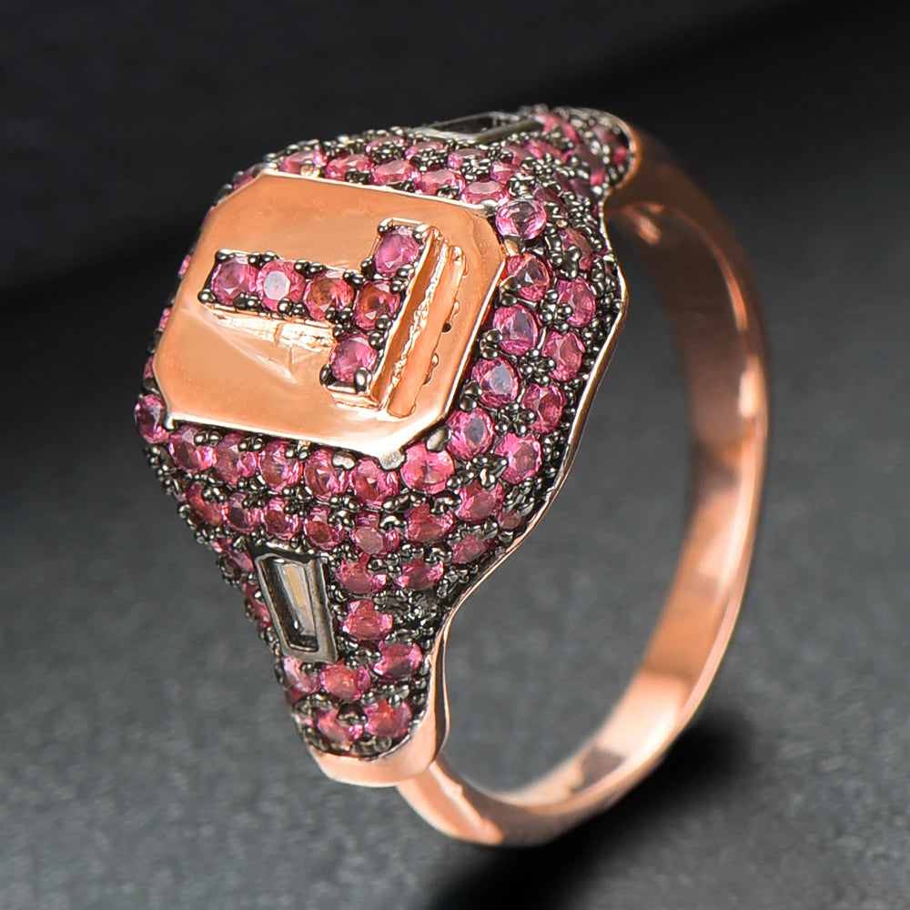 Luxury Initial Rings Geometry Cubic Zironium Engagement Dubai Naija Bridal Finger Rings Jewelry Addiction